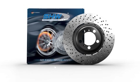 SHW 2021 Porsche 911 Turbo 3.7L Left Front Cross-Drilled Lightweight Brake Rotor (992615301T) thumbnail 1