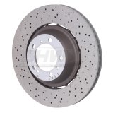 SHW 14-19 Porsche 911 Turbo 3.8L w/o Ceramics Left Rear Drilled-Dimpled LW Brake Rotor (99135240703) thumbnail 1