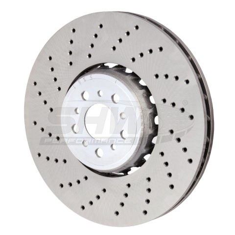 SHW 2020+ BMW X3 M 3.0L Left Front Cross-Drilled Lightweight Brake Rotor (34118054825) thumbnail 1