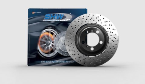 SHW 21-22 Audi RS6 4.0L V8 Front Drilled-Dimpled Lightweight Brake Rotor (4K0615301S) thumbnail 1