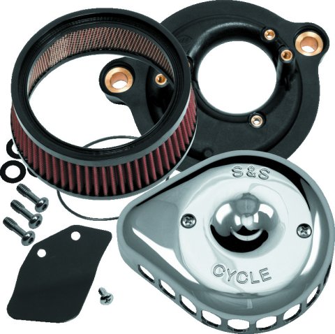 S&S Cycle 2017+ M8 Models Stealth Air Cleaner Kit w/ Chrome Mini Teardrop Cover thumbnail 2