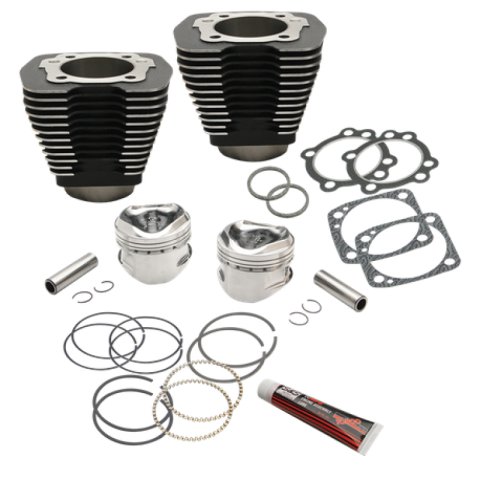 S&S Cycle 84-99 BT 96in 3-5/8in Big Bore Cylinder & Piston Kit For S&S SH96 Engines - Wrinkle Black thumbnail 1