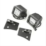 Rugged Ridge 07-18 Jeep Wrangler JK Textured Black Square Windshield LED Kit w/ Brackets thumbnail 1