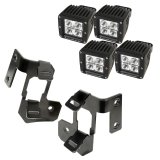 Rugged Ridge 07-18 Jeep Wrangler JK Semi-Gloss Black Square A-Pillar LED Light Mount Kit thumbnail 3
