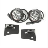 Rugged Ridge 07-18 Jeep Wrangler JK Textured Black Round Windshield LED Kit w/ Brackets thumbnail 1