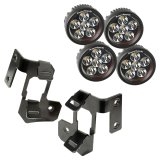 Rugged Ridge 07-18 Jeep Wrangler JK Semi-Gloss Black Round A-Pillar LED Light Mount Kit thumbnail 2