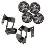 Rugged Ridge 07-18 Jeep Wrangler JK Semi-Gloss Black Round A-Pillar LED Light Mount Kit thumbnail 3