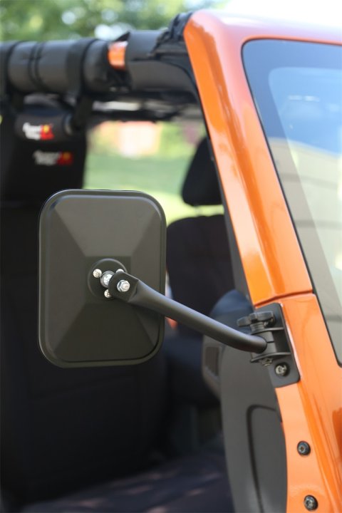 Rugged Ridge 97-18 Jeep Wrangler Textured Black Rectangluar Quick Release Mirror Kit thumbnail 3