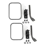 Rugged Ridge 97-18 Jeep Wrangler Textured Black Rectangular Stubby Trail Mirror Kit thumbnail 2