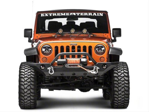 Rugged Ridge 07-18 Jeep Wrangler JK Black 5 Round LED Hood Mounted Light Bar Kit