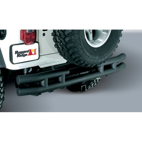 Rugged Ridge 3-In Dbl Tube Rear Bumper w/ Hitch 87-06 Jeep Wrangler thumbnail 1