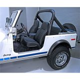 Rugged Ridge High-Back Front Seat Non-Recline Black Denim 76-02 CJ& thumbnail 1