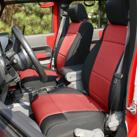 Rugged Ridge Seat Cover Kit Black/Red 11-18 Jeep Wrangler JK 2dr thumbnail 4