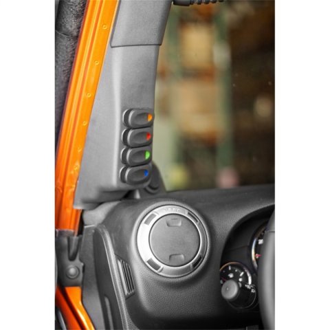 Rugged Ridge A-Pillar 4 Switch Pod Kit Black LHD 11-18 JK thumbnail 3