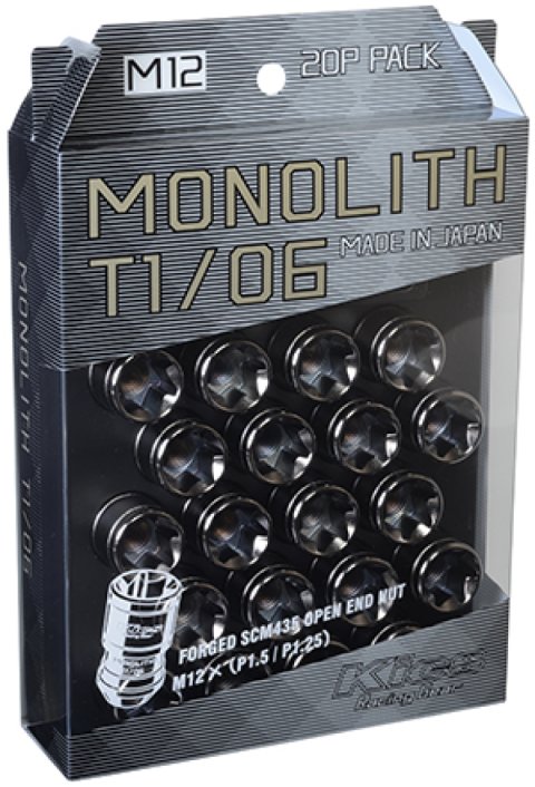 Project Kics 12 x 1.5 Glorious Black T1/06 Monolith Lug Nuts - 4 Pcs thumbnail 1