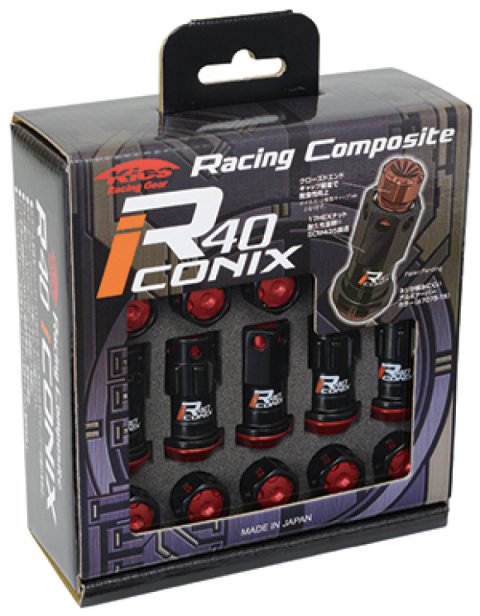 Project Kics 12X1.25 Black R40 Iconix Lug Nuts - 16+4 (Red Cap) thumbnail 1