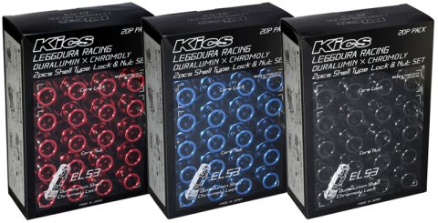 Project Kics Leggdura Racing 53mm EL53 Shell Type Lug Nut 16 Pcs + 4 Locks 12X1.50 Black thumbnail 1