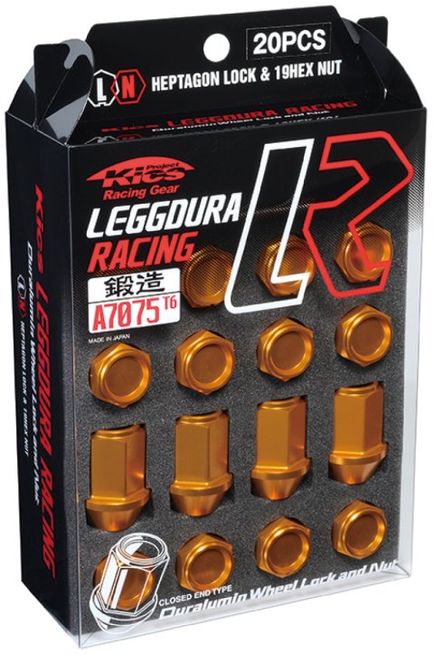 Project Kics 12x1.25 Leggdura Racing Lug Nuts - Yellow Gold w/Laser Logo (20 Pcs) thumbnail 1