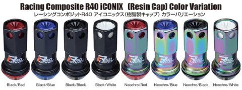 Project Kics 16+4 Locks Neocro R40 Iconix W/ Plastic Cap (Black) - 12X1.25 thumbnail 2