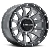 Raceline A95SG Trophy 14x7in / 4x110 BP / 10mm Offset / 83.8mm Bore - Grey & Black Lip Wheel thumbnail 1