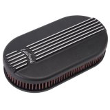 Edelbrock Air Cleaner Classic Series Oval Aluminum Top Cloth Element 17 5In X 9 35In X 3 9In Black thumbnail 2