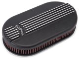 Edelbrock Air Cleaner Classic Series Oval Aluminum Top Cloth Element 17 5In X 9 35In X 3 9In Black thumbnail 3
