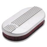 Edelbrock Air Cleaner Classic Series Oval Aluminum Top Cloth Element 17 5In X 9 35In X 3 9In Satin thumbnail 2