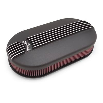 Edelbrock Air Cleaner Classic Series Oval Aluminum 17 5In X 9 35In X 4 45In Dual Carburetor Black