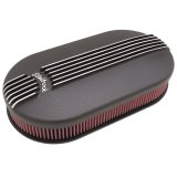 Edelbrock Air Cleaner Classic Series Oval Aluminum 17 5In X 9 35In X 4 45In Dual Carburetor Black thumbnail 2