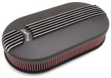 Edelbrock Air Cleaner Classic Series Oval Aluminum 17 5In X 9 35In X 4 45In Dual Carburetor Black thumbnail 4