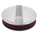 Edelbrock Air Cleaner Classic Series Round Aluminum Top Cloth Element 14In Dia X 3 9In Polished thumbnail 2