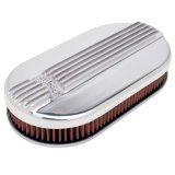 Edelbrock Air Cleaner Classic Series Oval Aluminum Top Cloth Element 17 5In X 9 35In X 3 9In thumbnail 2