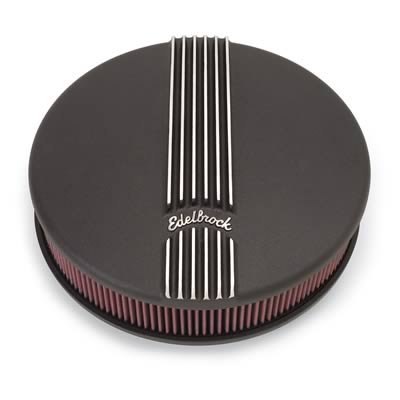 Edelbrock Air Cleaner Classic Series Round Aluminum Top Cloth Element 14In Dia X 3 9In Black
