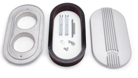 Edelbrock Air Cleaner Classic Series Oval Aluminum 17 5In X 9 35In X 4 45In Dual Carburetor thumbnail 1