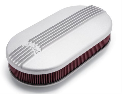 Edelbrock Air Cleaner Classic Series Oval Aluminum 17 5In X 9 35In X 4 45In Dual Carburetor thumbnail 2