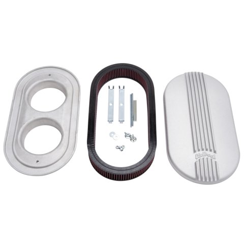 Edelbrock Air Cleaner Classic Series Oval Aluminum 17 5In X 9 35In X 4 45In Dual Carburetor thumbnail 5