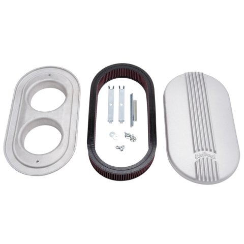 Edelbrock Air Cleaner Classic Series Oval Aluminum 17 5In X 9 35In X 4 45In Dual Carburetor thumbnail 6