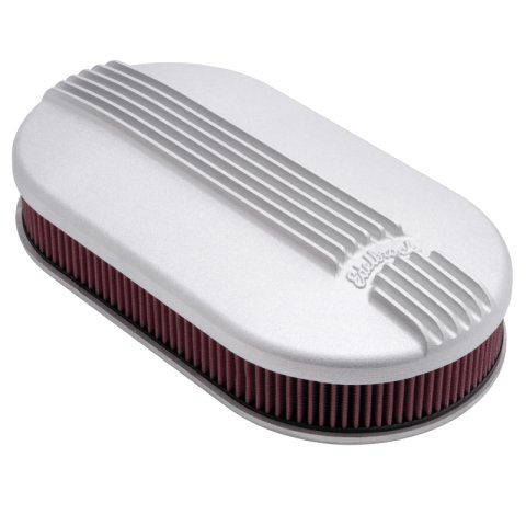 Edelbrock Air Cleaner Classic Series Oval Aluminum 17 5In X 9 35In X 4 45In Dual Carburetor thumbnail 7