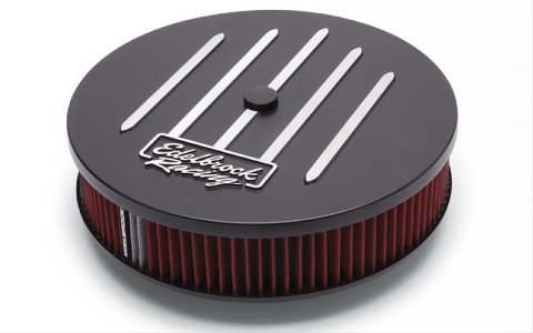 Edelbrock Air Cleaner Racing Series Round Aluminum Top Cloth Element 14In Dia X 3 125In Dropped Base
