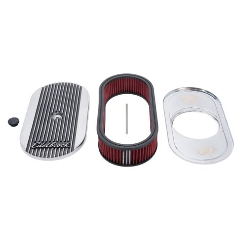 Edelbrock Air Cleaner Elite II Oval Single 4-Bbl Carb 2 5In Red Element Polished thumbnail 5