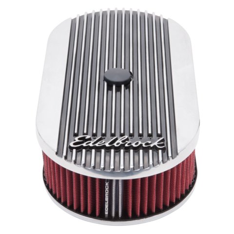 Edelbrock Air Cleaner Elite II Oval Single 4-Bbl Carb 2 5In Red Element Polished thumbnail 7