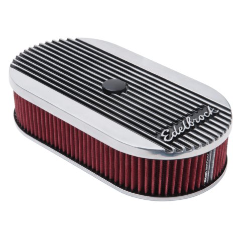 Edelbrock Air Cleaner Elite II Oval Single 4-Bbl Carb 2 5In Red Element Polished thumbnail 8