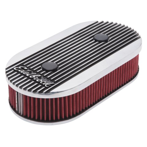 Edelbrock Air Cleaner Elite II Oval Dual-Quad Carbs 2 5In Red Element Polished thumbnail 3
