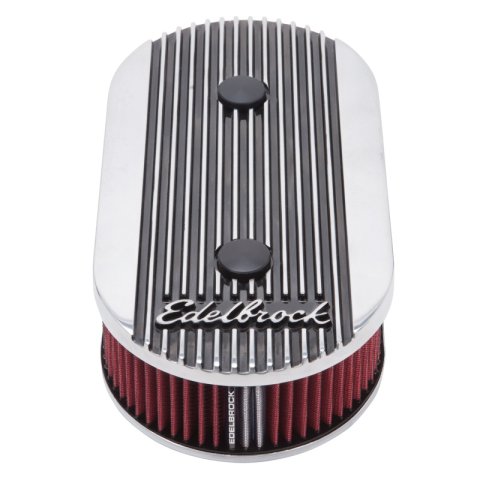 Edelbrock Air Cleaner Elite II Oval Dual-Quad Carbs 2 5In Red Element Polished thumbnail 5