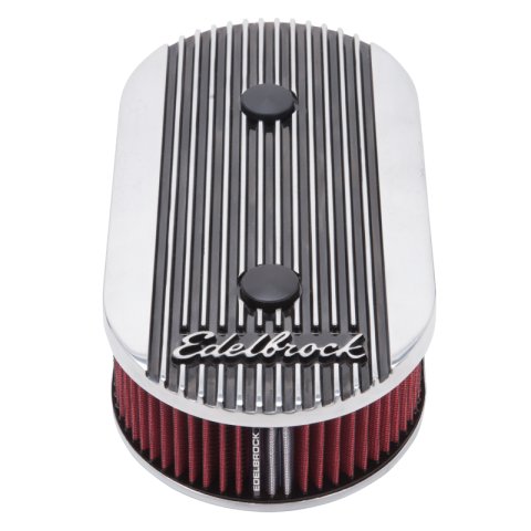 Edelbrock Air Cleaner Elite II Oval Dual-Quad Carbs 2 5In Red Element Polished thumbnail 6