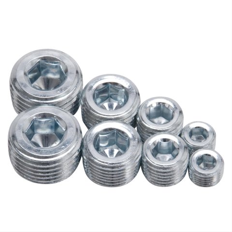 Edelbrock Fittings Pipe Plug Kit Internal Allen Head 1/8In 1/4In 3/8In 1/2In NPT Set of 8 thumbnail 1