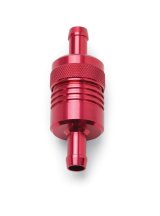 Edelbrock Fuel Filter Aluminum 3In X 01/ 1/8In 3/8In Inlet/Outlet Red thumbnail 3