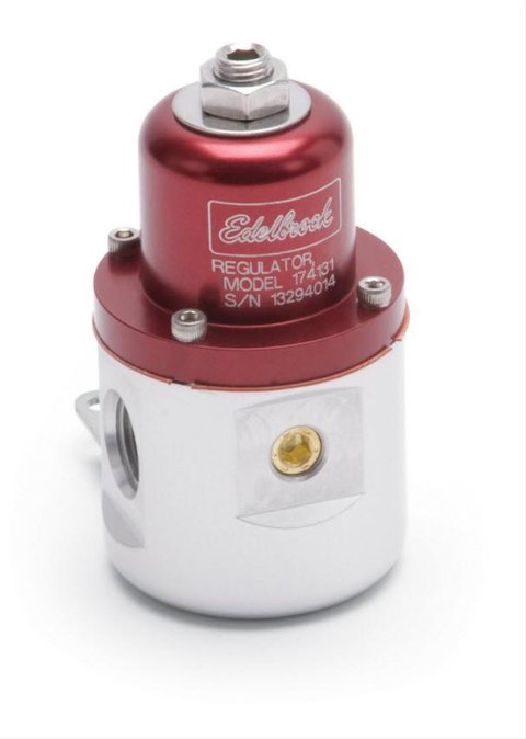 Edelbrock Fuel Pressure Regulator Carbureted 160 GPH 5-10 PSI 3/8In In/Out 3/8In Return Red/Clear