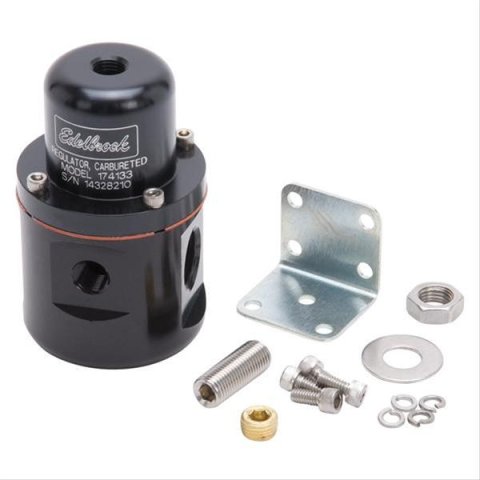 Edelbrock Fuel Pressure Regulator Carbureted 160 GPH 5-10 PSI 3/8In In/Out 3/8In Return Black