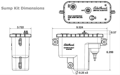 Edelbrock Fuel System Universal Fuel Sump Module Adjustable Fuel Sump Tank Only 255 LPH thumbnail 3